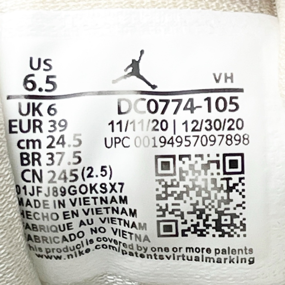 NIKE Jordan 1 Wolf Gray White Low Top Lace Up Sneakers #DC0774-105, Size 6.5 - Picture 2 of 15